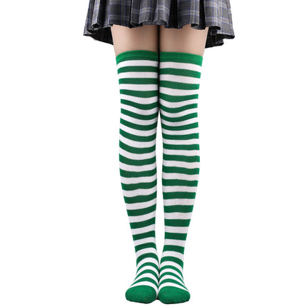 Calze alte alla coscia da donna a righe da donna nere bianche rosa lunghe sopra sopra calzini al ginocchio femboy Cosplay Lolita Harajuku Y2k