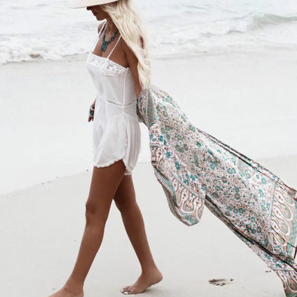 TEELYNN Chiffon Floreale di Stampa Kimono A Maniche Lunghe beach boho Cover up Camicetta delle donne Dell'annata di estate Cardigan Magliette E Camicette Blusas shirt platinumshop