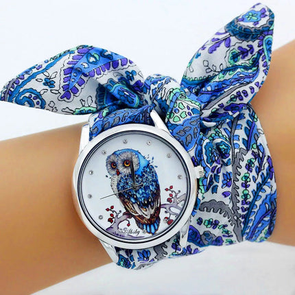 Shsby Nuovo orologio da polso in stoffa da donna Orologio da donna alla moda Orologio al quarzo argento di alta qualità Orologio da ragazza dolce Orologio in tessuto platinumshop