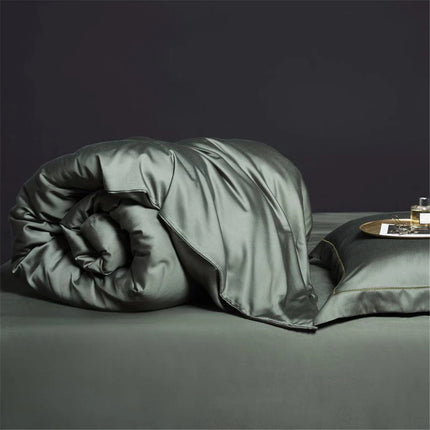Liv-Esthete Set biancheria da letto in seta 100% verde scuro Set biancheria da letto in pura seta sana di lusso Queen King Copripiumino Lenzuolo piatto Federa Set biancheria da letto