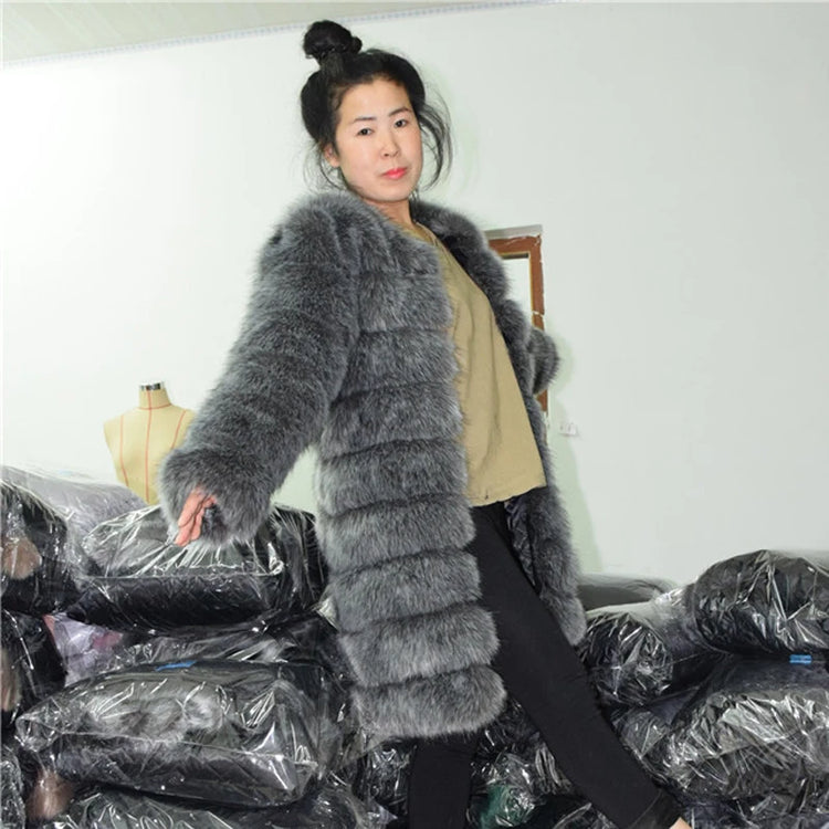 ZADORIN 9 Steps Luxury High Imitation Long Fluffy Thick Warm Faux Fur Coat Women Winter Long Sleeve Fur Coats Female Outerwear