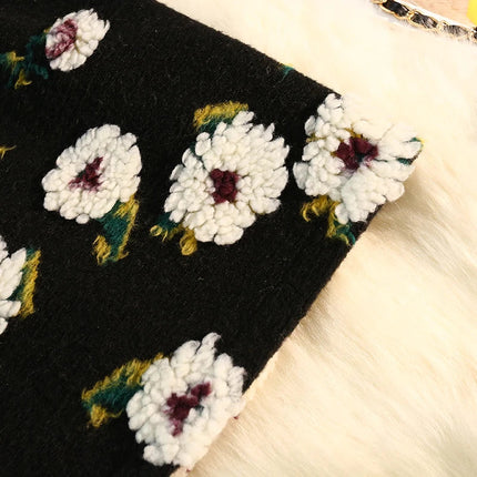 Three Dimensional Flower Skirts Women Winter High Waist Woolen Thickened Long Skirt Female Autumn New PlatiNum