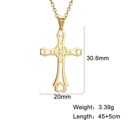 Cazador Collana con ciondolo croce religiosa alla moda di Gesù Collane a catena in acciaio inossidabile color oro per regalo di gioielli cavi unisex PlatiNum
