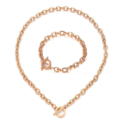 Set di gioielli con ginocchiera in acciaio inossidabile di nuovo stile per uomo e donna, set di bracciali e collane con catena a maglie platinumshop