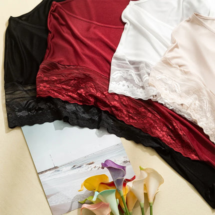 SuyaDream vestido de noche de seda para mujer de seda natural y encaje Mini vestidos sexy de vino negro camisones de verano 2021