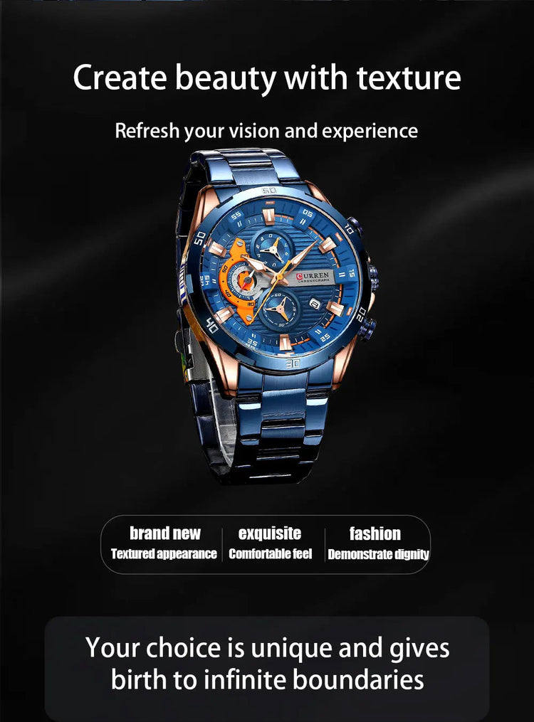 CURREN orologio da uomo orologi da uomo al quarzo sportivi di lusso delle migliori marche orologio da polso cronografo impermeabile in acciaio pieno da uomo Relogio Masculino platinumshop