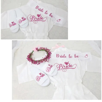 Logo personalizzato Data di matrimonio Nome Accappatoio Abito da sposa in seta sintetica Sposa Damigella d'onore Abiti da sposa Donna Bachelorette Preparewear platinumshop