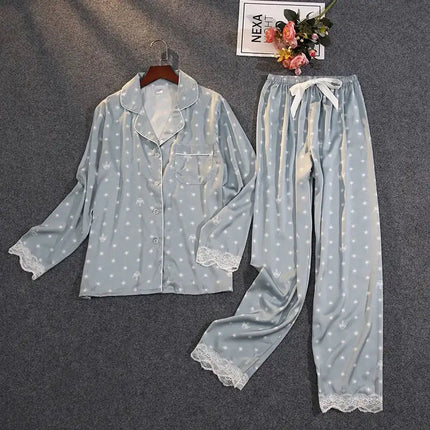 Lisacmvpnel Pigiama estivo da donna in due pezzi Pigiama in pizzo con stampa sottile in raso di seta ghiacciata platinumshop