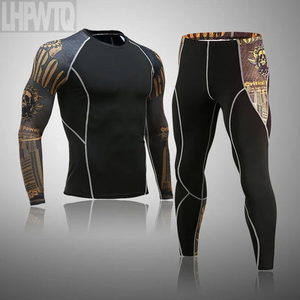 Men's Sports Suit MMA rashgard male Quick drying Sportswear Compression Clothing Fitness Training kit Thermal Underwear leggings PlatiNum