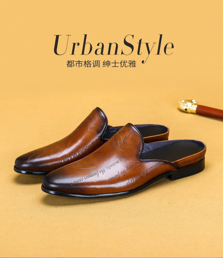 Pantofole da uomo di lusso italiane Mocassini in vera pelle Mocassini da uomo Casual Scarpe da uomo antiscivolo Moda estiva Mezze scarpe da uomo