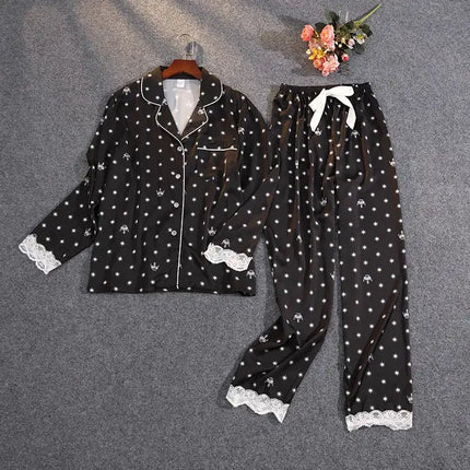 Lisacmvpnel Pigiama estivo da donna in due pezzi Pigiama in pizzo con stampa sottile in raso di seta ghiacciata platinumshop