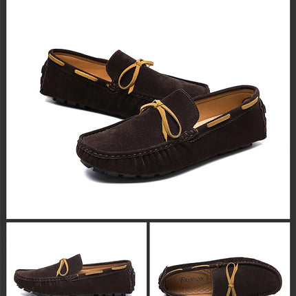 2025 Mocassino da uomo Grigio Marrone Nero Mocassini Scarpe da uomo in pelle Designer di lusso Marchio Moda Sneakers Appartamenti Slip on Leggero