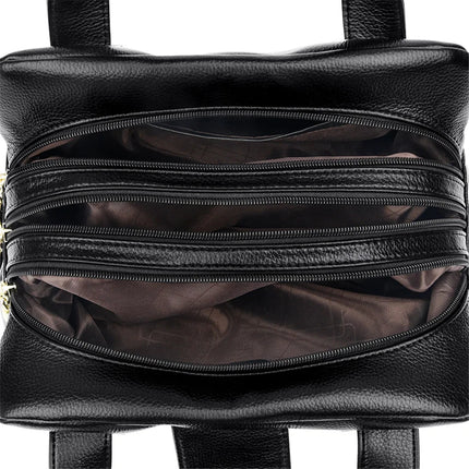 Women Multi-layers Top-handle Bag Quality Leather Handbags Purses Female Luxury Designer Large Capacity Boston Ladies Sac A Main PlatiNum