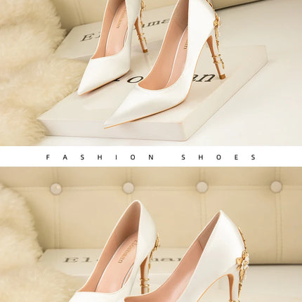 Moda mujer tacones altos bajos de aguja boda/fiesta zapatos de salón de señora primavera/otoño calzado femenino clásico calzado de mujer
