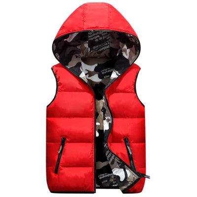 DIMUSI Winter Men's Vests Sleeveless Jackets Male Double-Wear Cotton Padded Vest Coats Men Thick Warm Waistcoats Hooded Clothing