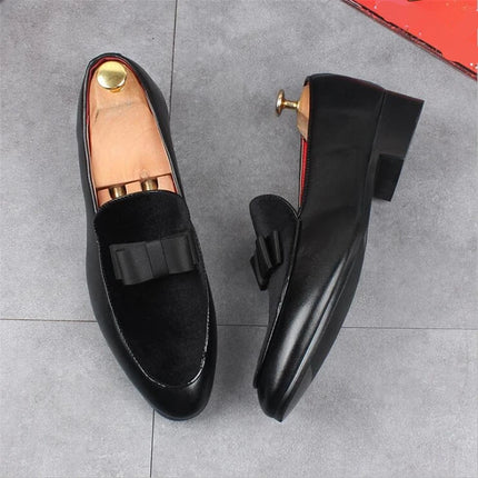 movechain Scarpe da festa di nozze in pelle da uomo con fiocco Moda uomo Mocassini da guida Mocassini Uomo Casual Slip-On Flats