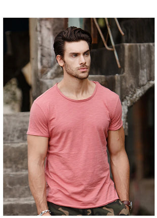 T-shirt homme 100% coton Décontracté Doux Fitness Été T-shirts fins Vêtements d'intérieur Homme Col rond Manches courtes T-shirt uni pour homme