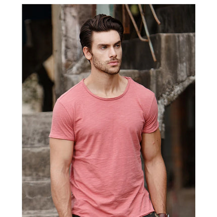 Men's 100% Cotton T-Shirt Soft Casual Fitness Summer Thin T-Shirts Men's Home Wear O-Neck Short Sleeve Solid T-Shirt for Men