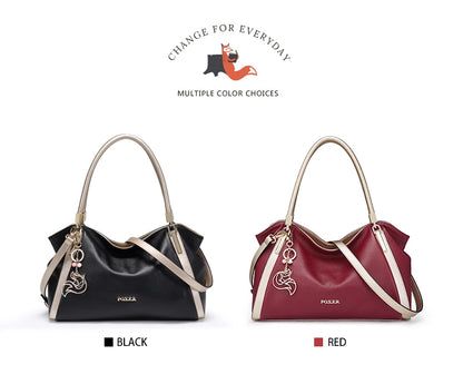 FOXER Women Genuine Leather Handbag Lady Large Capacity Crossbody Shoulder Bags Cowhide Top Handle Tote Festival Gift For Female