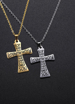 Cazador Collana con ciondolo croce religiosa alla moda di Gesù Collane a catena in acciaio inossidabile color oro per regalo di gioielli cavi unisex PlatiNum