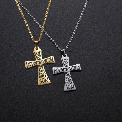 Cazador Collana con ciondolo croce religiosa alla moda di Gesù Collane a catena in acciaio inossidabile color oro per regalo di gioielli cavi unisex PlatiNum