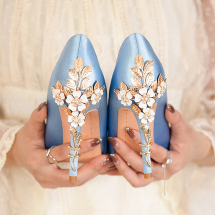 Moda mujer tacones altos bajos de aguja boda/fiesta zapatos de salón de señora primavera/otoño calzado femenino clásico calzado de mujer