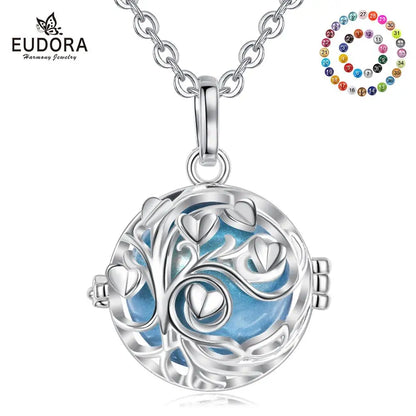 Eudora Gravidanza Bola Harmony Palla Ciondolo Albero della Vita Gabbia Fit Carillon Campana Collana con Sfera per Mamma Incinta Regalo con Scatola K411N20