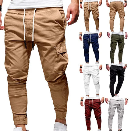 Men's Oversize Pants 2025 New Casual Solid Cargo Pants Men Trousers Drawstring Elastic Waist Joggers Men Sweatpants Streetwear