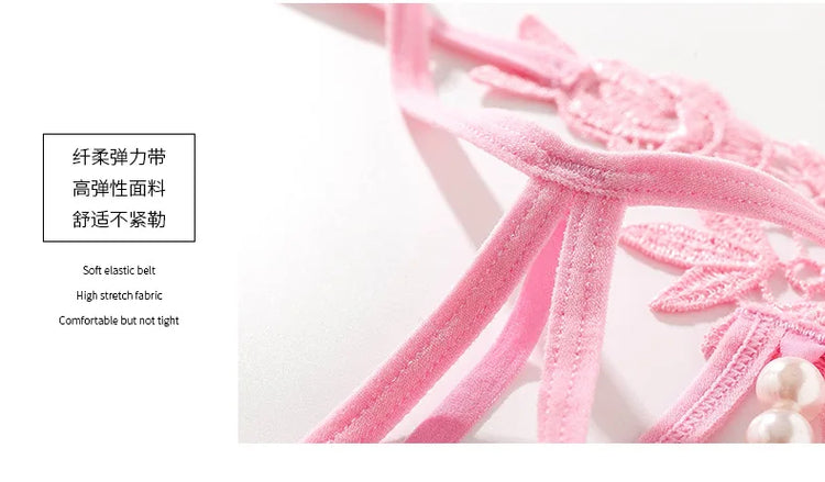 Women Lace Panties Thongs Pearl Pendant Embroidery G-String T-Back Briefs Underwear Hollow Ladies Panties Sexy Lingerie Knickers