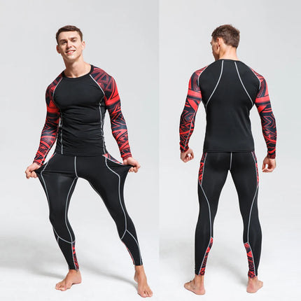 Men's Sports Suit MMA rashgard male Quick drying Sportswear Compression Clothing Fitness Training kit Thermal Underwear leggings PlatiNum