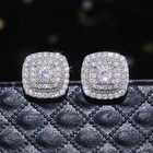 Huitan Brilliant Cubic Zirconia Stud Earrings for Princess Square Shape Versatile Style Fancy Gift Women Earring Classic Jewelry PlatiNum