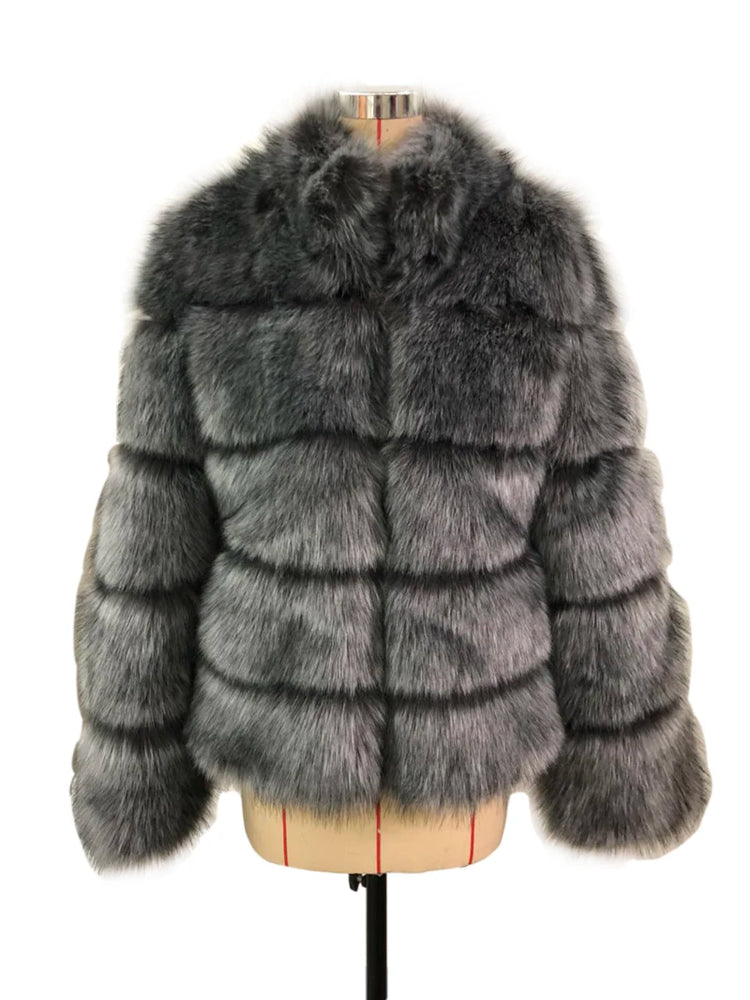 ZADORIN Fashion Thick Warm Winter Coat Woman Luxury Faux Fox Fur Coat Jackets Woman Stand Fur Collar Fake Fur Jacket Outerwears