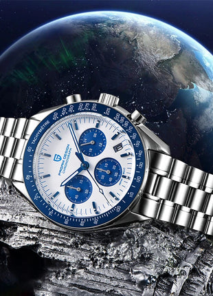 PAGANI DESIGN 2026 Nuova Serie Planetaria Saturno Orologio al Quarzo di Lusso Color Sabbia Chiaro da Uomo, Cronografo Sportivo Veloce con Vetro Zaffiro AR, Spedizione Locale nell'UE