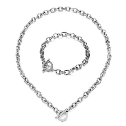 Set di gioielli con ginocchiera in acciaio inossidabile di nuovo stile per uomo e donna, set di bracciali e collane con catena a maglie platinumshop