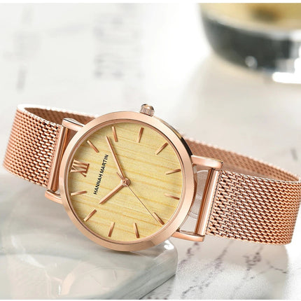 HANNAH MARTIN Movimento al quarzo giapponese in acciaio inossidabile di qualità del marchio Orologio Dropshipping da donna impermeabile da 36 mm in oro rosa completo platinumshop