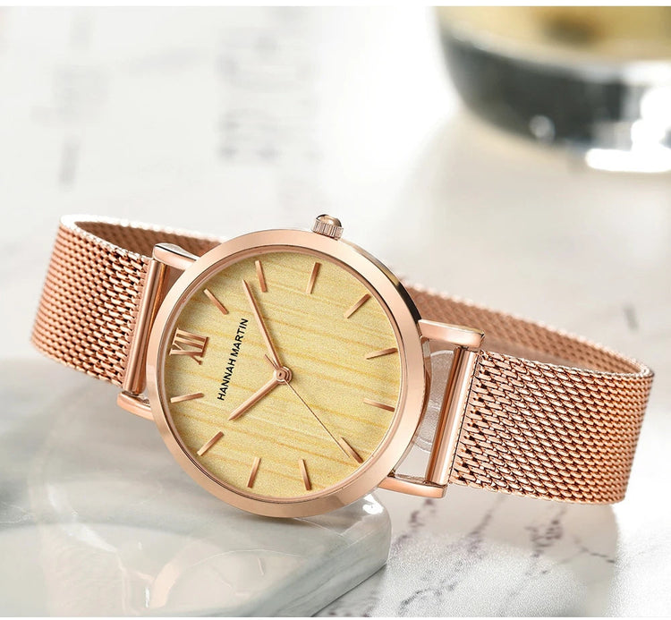 HANNAH MARTIN Movimento al quarzo giapponese in acciaio inossidabile di qualità del marchio Orologio Dropshipping da donna impermeabile da 36 mm in oro rosa completo platinumshop