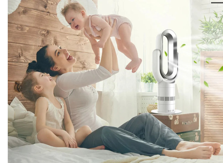 Ventilatore Freddo e Caldo con Telecomando, Senza Pale, 220V, Ultra-silenzioso, Purificatore d'Aria, Alta Qualità, Programmabile 1-9 Ore