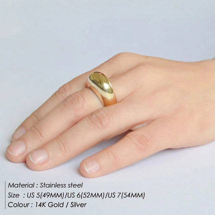 e-Manco Fashion Simple Stainless Steel Rings for Women Arc Rings Jewellery Geometric Ring Size 5 6 7 8 PlatiNum
