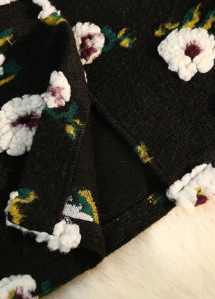 Three Dimensional Flower Skirts Women Winter High Waist Woolen Thickened Long Skirt Female Autumn New PlatiNum