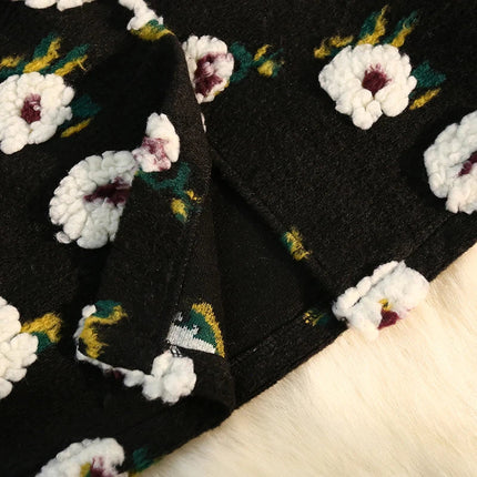 Three Dimensional Flower Skirts Women Winter High Waist Woolen Thickened Long Skirt Female Autumn New PlatiNum