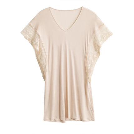 SuyaDream vestido de noche de seda para mujer de seda natural y encaje Mini vestidos sexy de vino negro camisones de verano 2021