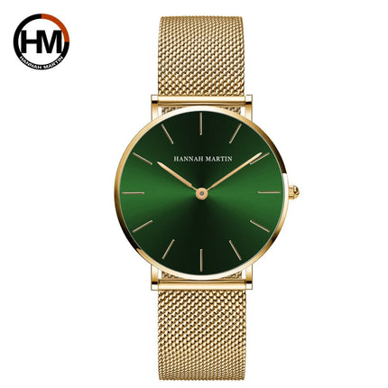 HANNAH MARTIN Movimento al quarzo giapponese in acciaio inossidabile di qualità del marchio Orologio Dropshipping da donna impermeabile da 36 mm in oro rosa completo platinumshop