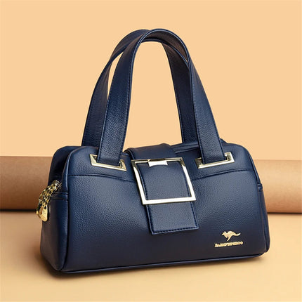 Women Multi-layers Top-handle Bag Quality Leather Handbags Purses Female Luxury Designer Large Capacity Boston Ladies Sac A Main PlatiNum