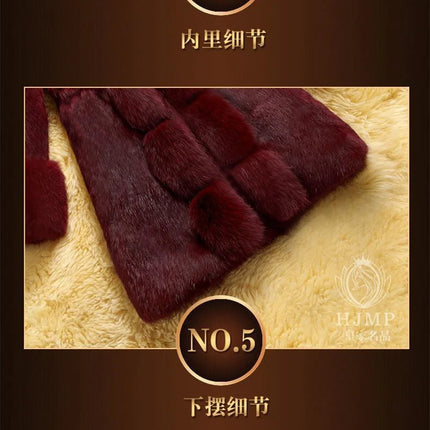 Vintage 2026 New Autumn Winter Female Mid-Long Fleece Overcoat Faux Fur Fox Fur Collar Mink Fur Coat Thicken Elegant 408