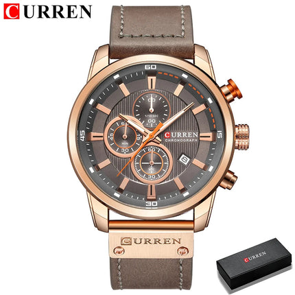 CURREN orologio da uomo in pelle orologi sportivi da uomo esercito militare orologio da polso al quarzo cronografo orologio maschile Relogio Masculino platinumshop