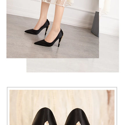 Moda mujer tacones altos bajos de aguja boda/fiesta zapatos de salón de señora primavera/otoño calzado femenino clásico calzado de mujer