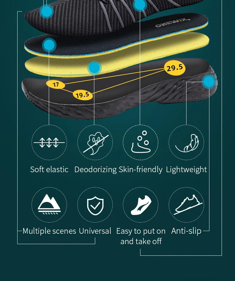 Scarpe da corsa impermeabili ONEMIX per uomo Sneakers Unisex in Mesh traspirante estivo per scarpe da Trekking da passeggio per uomo Slip-on all'aperto PlatiNum