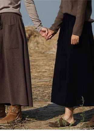 25 New arrivals women's 100% wool skirts, women's autumn and winter long loose and comfortable knit bottoming cashmere skirts, PlatiNum