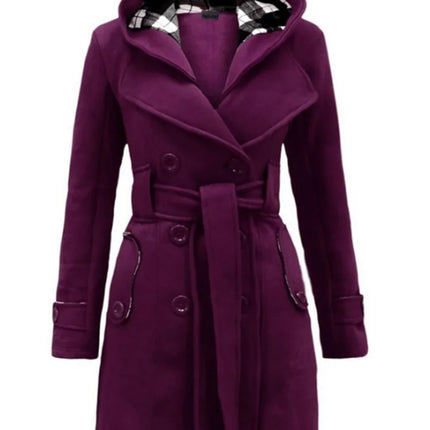 Fashion Woolen Coat Women Warm Fleece Jacket With Belts Double Breasted Solid Casual Jacket 2022 Winter Vintage Slim Ladies Coat