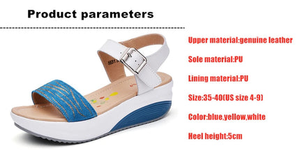 WOIZGIC Women's Ladies Female Genuine Leather Shoes Platform Sandals High Heels Summer Cool Beach Flip Flop 35-40 CDBY-5531 PlatiNum